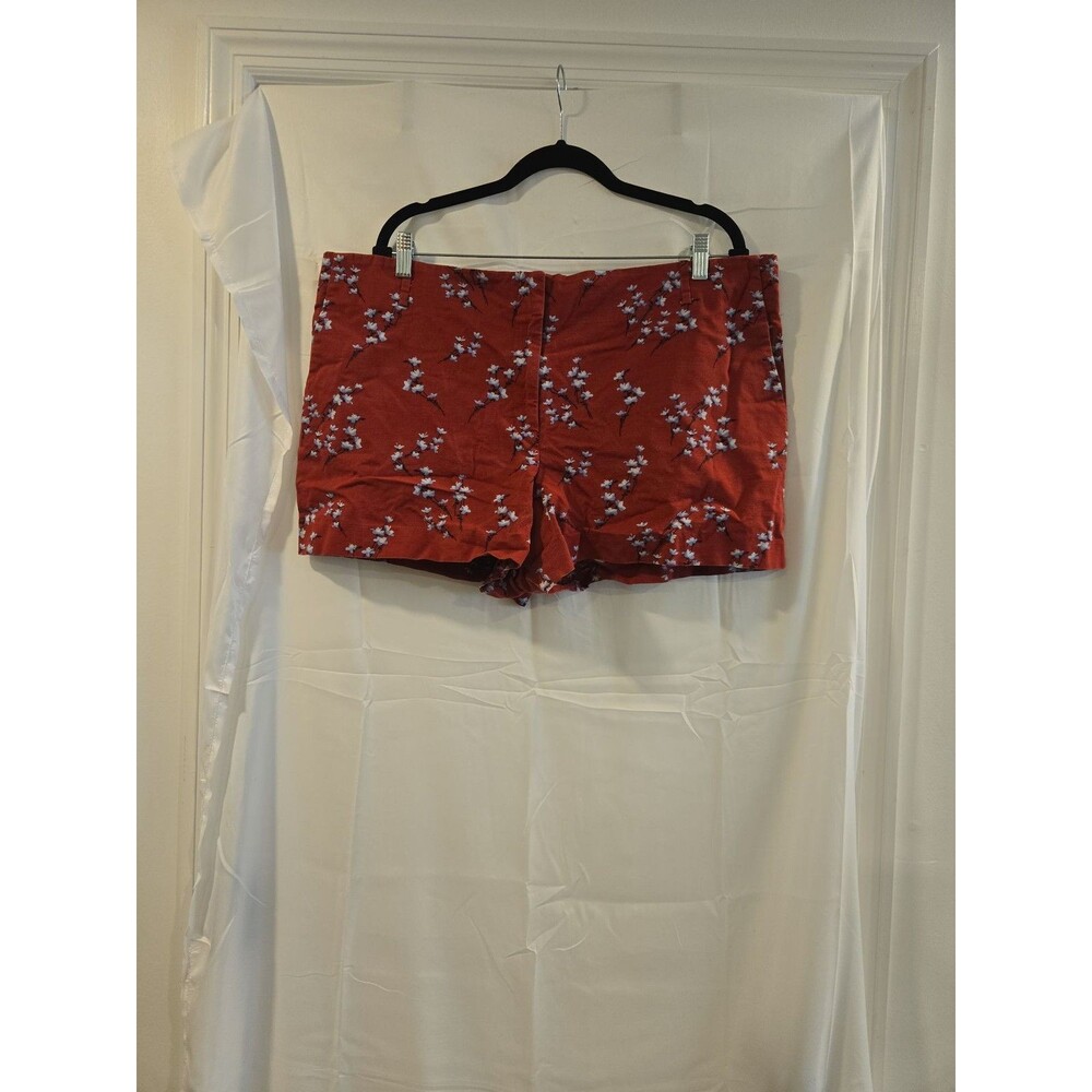 Ann Taylor LOFT Rust Red Floral Corduroy Shorts Size 18